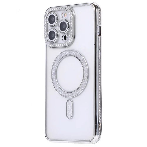 Premium Clear BLING BLING Magsafe Design Case for Apple iPhone 17 – Silver